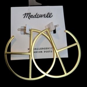 NEW...Madewell Geo Hoop Earrings Vintage Gold Tone